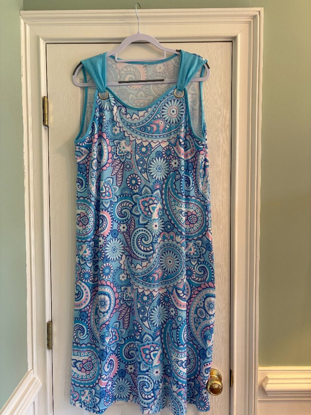 Sleeveless XL Maxi Dress Paisley Floral Blue and Pink